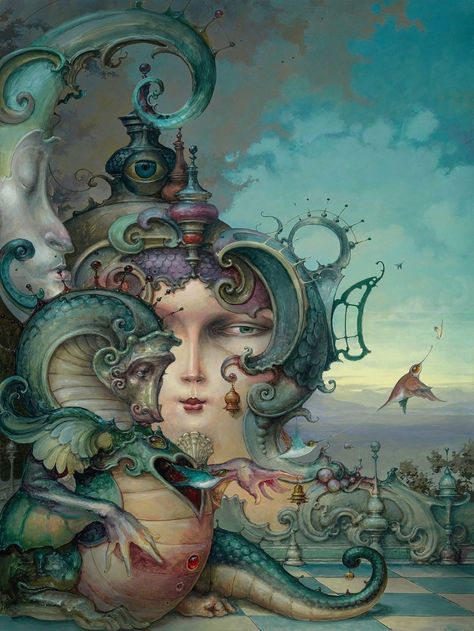 Design Stack: A Blog about Art, Design and Architecture: Paintings of Worlds of Surrealism Built on Life Experiences Daniel Merriam, Surealism Art, Steampunk Artwork, Street Gallery, Fairytale Art, Pop Surrealism, True Feelings, Art And Illustration, Whimsical Art