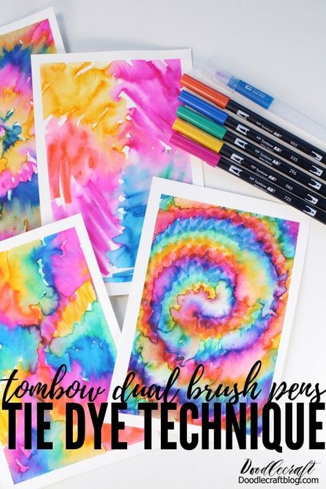 Tie Dye Paper, Dye Paper, Pen Projects, Tombow Brush Pen, Make A Tie, Auction Projects, Tombow Dual Brush Pen, Tie Dye Crafts, Tombow Dual Brush