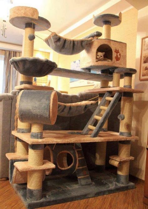 Cat Trees Diy Easy, Cat Trees Homemade, Katt Hus, Cat Tree Plans, Cat Playground Outdoor, Large Cat Tree, Cool Cat Trees, Cat Climbing Frame, Cat Tree House