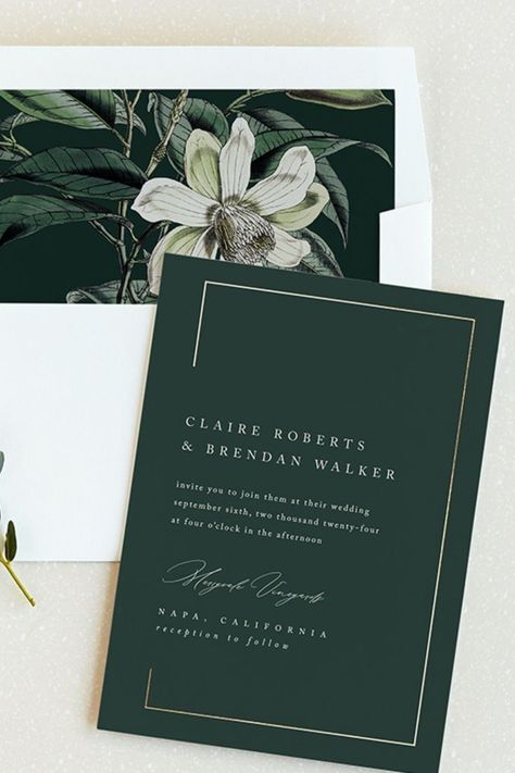 Dark Green Wedding, Green Invitations, Invitations Card, Green Themed Wedding, Free Wedding Printables, Wedding Invitation Card Design, Green Wedding Invitations, Cheap Wedding Invitations, Gold Wedding Invitations