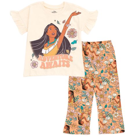 Buy Disney Princess Pocahontas Toddler Girls T-Shirt and Pants Toddler to Big Kid at Walmart.com Snow White Toddler, Jasmine From Aladdin, Disney Princess Pocahontas, Princess Pocahontas, Ariel And Flounder, Disney Princess Babies, Elsa From Frozen, Disney Princess Outfits, Princess Outfit