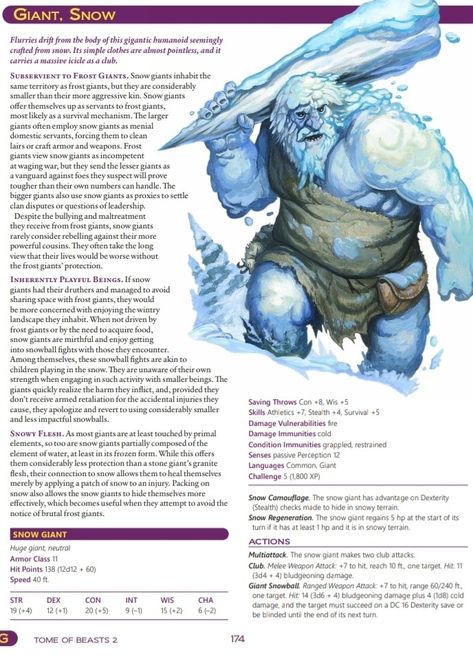 Dnd Ice Dragon, Dnd Snow Monsters, Giants Dnd, Ice Creature, Ice Monster, Dnd Monster, Dungeons And Dragons Races, Monster Manual, Snow Monster