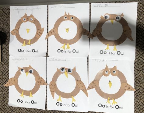 O is for owl, Alphabet art, Alphabet preschool craft, September Preschool, Owl Templates, Letter Of The Day, Letter Of The Week, Preschool Letters, Alphabet Art, Alphabet Preschool, Preschool Crafts, Phonics