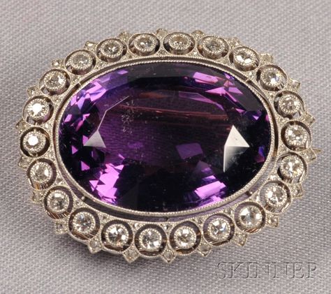 Edwardian Platinum, Amethyst, and Diamond Brooch Purple Gems, Lovely Lavender, Purple Jewelry, Amethyst Gem, Diamond Brooch, Amethyst Jewelry, Gorgeous Jewelry, Gold Jewelry Fashion, High Jewelry