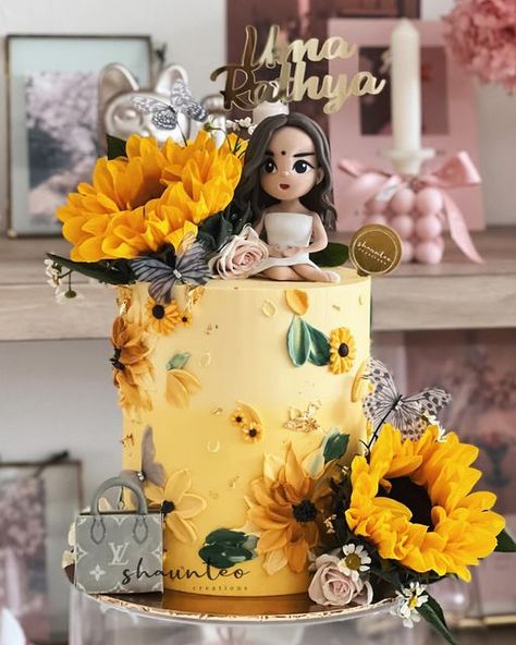 Sunflower Cake, Let Them Eat Cake, Eat Cake, Butter Cream, Fondant, Sunflower, Figurines, Table Decorations, Cake