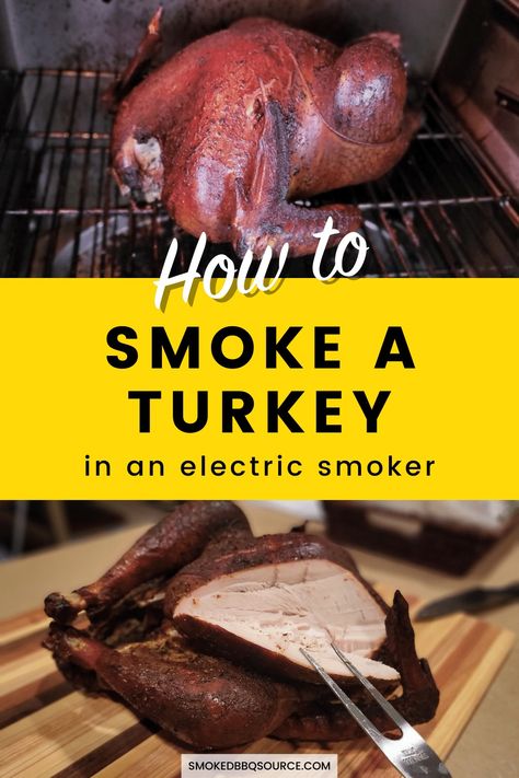 If you are low on kitchen space but big on serving up delicious new twists on festive favorites, read on to find out how an electric smoker is about to become your new best friend. Barbecue Turkey, How To Make Barbecue, Smoked Turkey Legs, Bbq Turkey, Smoked Turkey Recipes, Roast Turkey Recipes, Smoked Turkey Breast, Best Thanksgiving Recipes, Thanksgiving Dinner Recipes