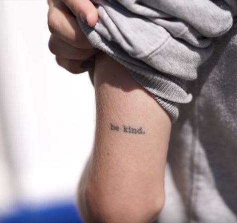 Writing Tattoos For Men, Kindness Tattoo, Be Kind Tattoo, Written Tattoos, Kind Tattoo, Simple Tattoos For Women, Tiny Wrist Tattoos, Pink Tattoo, Cool Wrist Tattoos