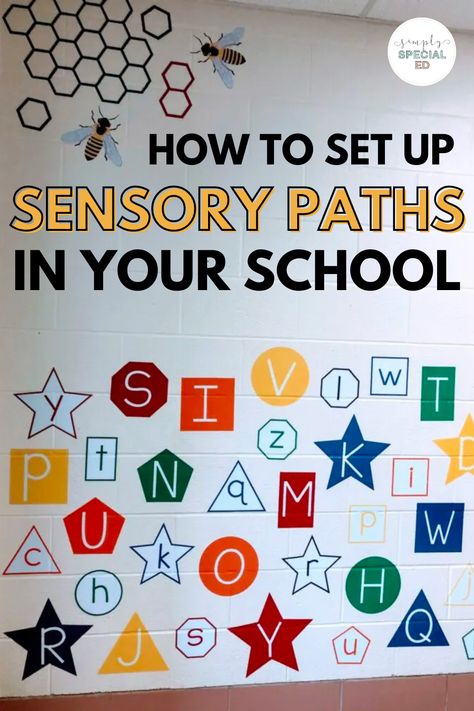 Sensory Walks In School, Sensory Path School Hallway Diy, Sensory Hallway School, Free Sensory Path Printables, School Sensory Path, Sensory Hallway Path, Sensory Pathways In School, Sensory Walls In Schools, Sensory Walking Path In School