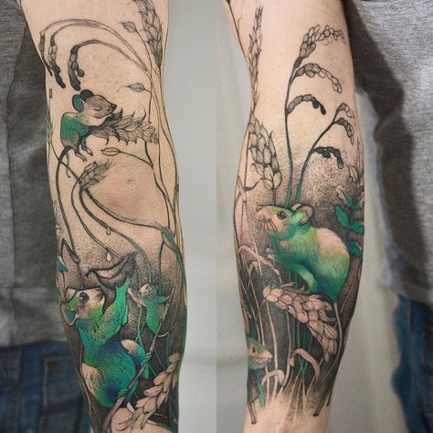 Mouse Tattoos, Tattoos Mandala, Wroclaw Poland, Delicate Tattoo, Old School Tattoo Designs, Large Tattoos, Nature Tattoos, Half Sleeve Tattoo, Wroclaw