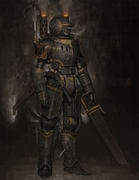 Steam Knight, Ariel Perez on ArtStation at https://www.artstation.com/artwork/xzXNLE Sludge Wargame, Ariel Perez, Medieval Steampunk, Steampunk Armor, Steampunk Characters, Steampunk Artwork, Arte Steampunk, Titanfall, Arte Cyberpunk