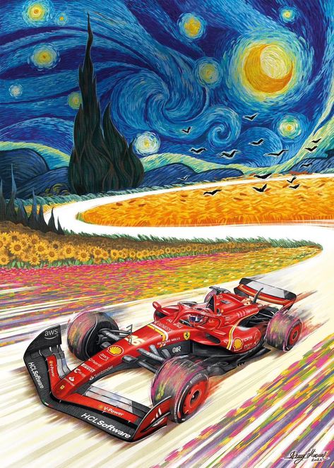 Hamilton Painting, Art Activities For Toddlers, F1 Art, Starry Night Painting, Beautiful Wallpapers For Iphone, Racing Posters, Ferrari F1, Iphone Wallpaper Tumblr Aesthetic, Gcse Art