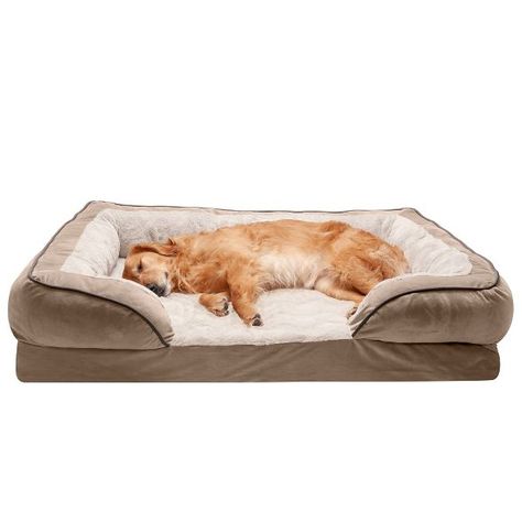 Furhaven Velvet Waves Perfect Comfort Cooling Gel Sofa Dog Bed - Jumbo, Brownstone : Target Memory Foam Sofa, Top Sofas, Foam Sofa, Paw Print Jewelry, Gel Beads, Dog Sofa Bed, Canapé Design, Dog Sofa, Dog Pet Beds