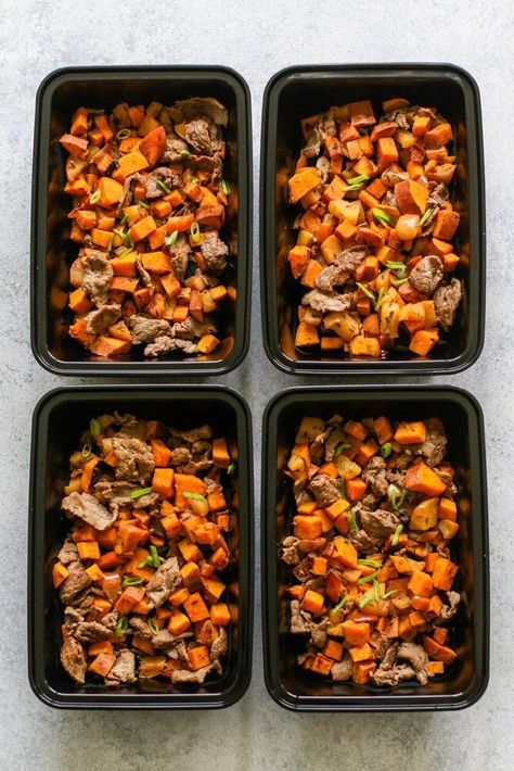 Fall Meal Prep Recipes to Ease into Autumn Steak Sweet Potato, Sweet Potato Apple, Whole30 Meal Prep, Meal Prep On Fleek, Sweet Potato And Apple, Meal Prep Bowls, Meal Prep Containers, Lunch Meal Prep, Meal Prep For The Week