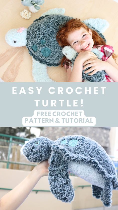 This crochet turtle is a FREE PATTERN & TUTORIAL on my blog. This crochet turtle would be a perfect baby gift, nursery prop, and SO much more! This crochet turtle pattern begins with the head, and then goes to the body. These turtles are NO SEW crochet patterns, which is an extra bonus! Also, there are 4 different sizes available, the XXS size is FREE on m blog, the XS, small, and medium is available on to purchase on my website and Etsy! If you plan to make this, I would LOVE if you comment! Chunky Yarn Crochet Turtle, Crochet Large Plushies Pattern Free, Crochet Large Sea Turtle Pattern Free, Jumbo Turtle Crochet Pattern, Turtles Crochet Pattern Free, Free Large Crochet Patterns, Giant Turtle Crochet Pattern Free, Free Sea Turtle Crochet Patterns, Big Turtle Crochet Pattern Free