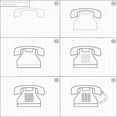 How to draw a telephone. Random Things To Draw, Telephone Drawing, Diy Bullet Journal, Things To Draw, Easy Doodle Art, Bullet Journal Doodles, Cute Easy Drawings, Journal Doodles, Drawing Lessons