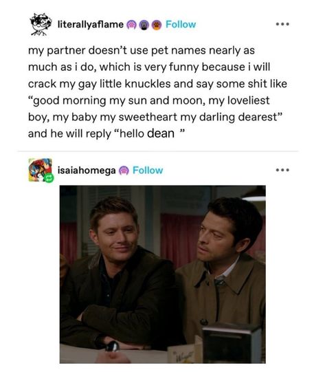 Supernatural Tumblr Posts, Destiel Headcanon Spicy, Supernatural Headcanon, Destiel Headcanon Dirty, Destiel Headcanon, Soupy Noodles, Supernatural Tumblr, Spn Memes, Supernatural Pictures