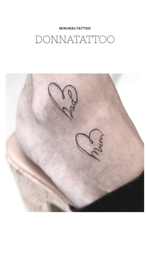 Small Mum Tattoo, Tattoos For Mum And Dad, Tattoos For Your Mum, Small Dad Tattoos, Mum Dad Tattoos, Tattoo Ideas For Mum, Mum And Dad Tattoos For Women, Mum Tattoo For Men, Mom And Dad Tattoo For Daughter