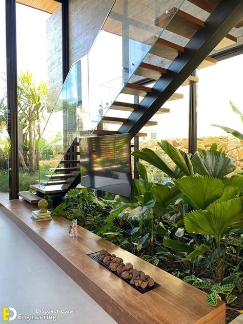 27+ Fascinating Under Stair Garden Ideas That Will Blow Your Mind - Engineering Discoveries Stair Garden, تحت الدرج, Staircase Interior Design, Home Designs Exterior, Stairs Design Interior, Inside Garden, Escalier Design, Garden Stairs, Stairway Design