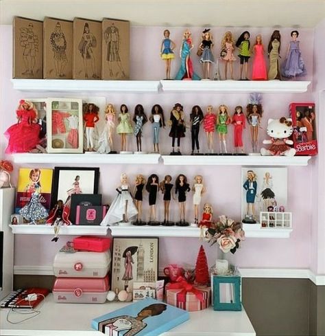 Dolls Talks with Collecting Miss Barbie Barbie Display, Dolls Display, Styling Shelves, Barbie Collector Dolls, Doll Display, Integrity Toys, Barbie Collector, Postal Stamps, Barbie Collection