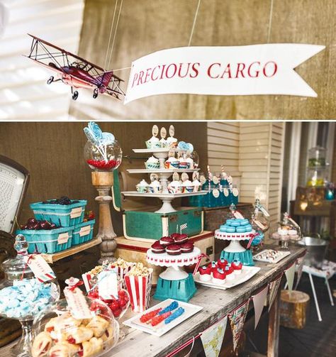 8 Trendy and Unique Baby Shower Themes – Baby Aspen Gifts Baby Boy Shower Themes Unique, Vintage Airplane Baby Shower, Vintage Baby Shower Boy, Baby Shower Cupcakes For Boy, Modern Aztec, Unique Baby Shower Themes, Trendy Baby Shower Themes, Travel Baby Shower Theme, Travel Baby Showers