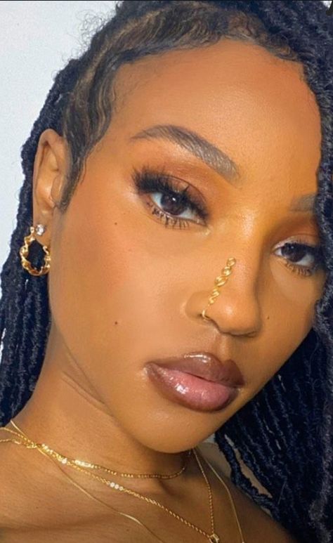 Goth Eyebrows, Diy Nose Rings, Nose Cuffs, Faux Nose Ring, Nose Cuff, Nose Rings Studs, Jumbo Box Braids, Face Piercings, Nose Jewelry