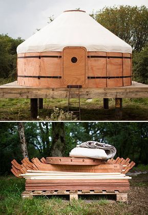 Yurt Ideas & Inspiration Yurt Kits, Yurt Home, Yurt Living, Casa Hobbit, Summer Cabin, Living Small, Yurt, Wood Canvas, Cabins In The Woods