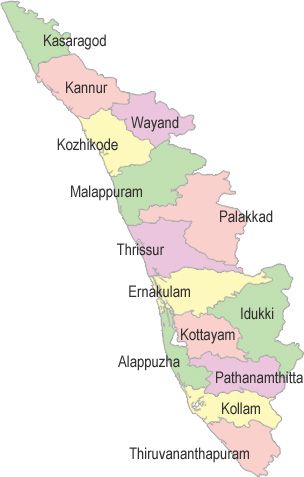 Kerala Map, Kerala, India Kerala Map Outline, Kerala Map Drawing, Kerala Map, Free Printable World Map, Dj Board, Pookalam Design, Geography Project, Kerala Tour, Map Sketch