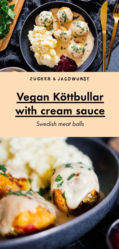 Vegan Köttbullar Recipe with cream sauce and mashed potatoes #ikea #easy #veggies Dinner For 5, Swedish Meat, Fall Recipes Sides, Vegetable Balls, Easy Veggies, Vegetable Dumplings, Fall Baking Recipes, Simple Dinner, Food For A Crowd