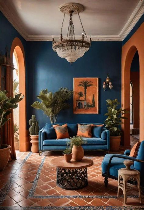 Green Moroccan Living Room, Dark Green Art Deco Living Room, Emerald Velvet Sofa, Art Deco Sitting Room Interior Design, Dark Green Blue Living Room, Jewel Tone Aesthetic Living Room, Dark Green And Teal Living Room, Navy Blue And Forest Green Living Room, Art Deco Velvet Sofa