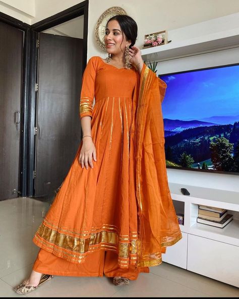 Orange Suits Women Indian, Sara Gurpal, Indian Gown, Lehenga Dress, Western Glam, Latest Maxi Dresses, Long Frock Designs, Blouse Indian