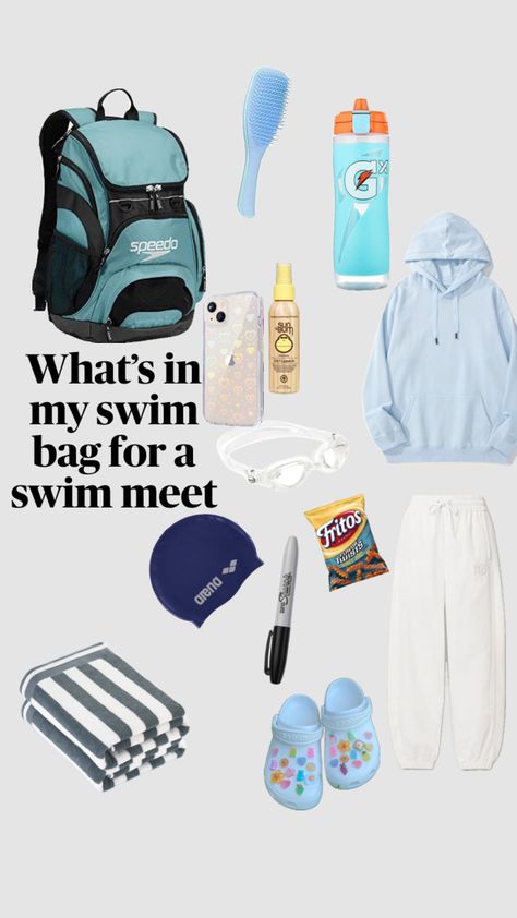 #swim Swim Bag Essentials, Swimming Outfits, Swim Bag, Swimming Kit, Swim Life, Swimming Quotes, Swim Meet, Competitive Swimming, Swimming Sport