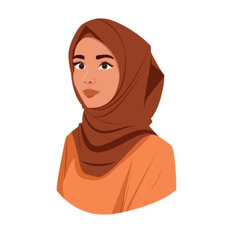 Aesthetic Cute Muslim Girl with Hijab Flat Detailed Avatar Vector Illustration. Beautiful Muslim Woman Hijabi Cartoon Vector. Hijabi Girl Illustration, Hijab Girl Illustration, Oman Girls, Hijabi Illustration, Muslim Drawing, Emirati Culture, Girl With Hijab, Hijabi Cartoon, Muslim Illustration