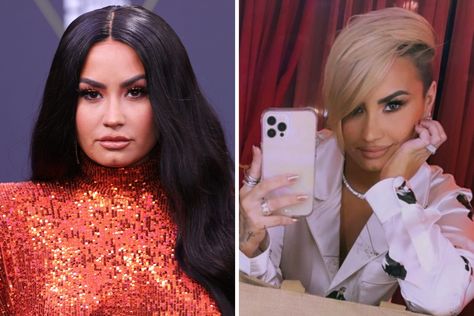 10 Celebrity Hair Transformations We Can't Stop Thinking About Dramatic Hair Transformations, Expensive Blonde, 2023 Hair Color, Icy Blue Hair, Waist Length Hair, Textured Bangs, Dyed Hair Pastel, Shave Her Head, Dramatic Hair