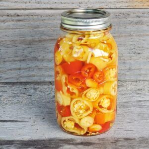 Hot Pickled Peppers Recipe Pickled Hot Peppers Recipe Canning, Hot Pickled Peppers Canning Recipes, Pickled Cubanelle Peppers, Fermenting Hot Peppers, Hungarian Wax Peppers Pickled, Pickled Pepper Recipe, Pickled Hot Peppers, Hot Pickles, Pickled Green Tomatoes