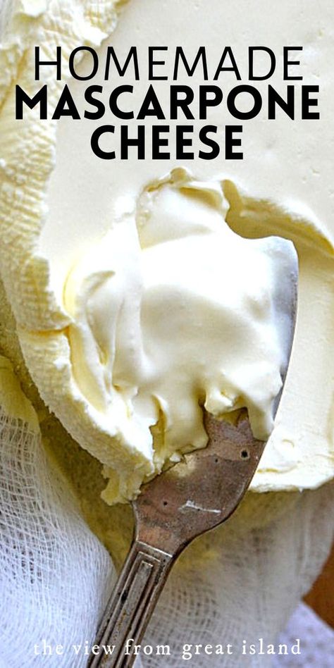 Diy Mascarpone Cheese, How To Make Mascarpone Cheese, Homemade Mascarpone Cheese, Diy Cream Cheese, Easy Homemade Cheese, Mascarpone Recipe, Homemade Mascarpone, Homemade Cheeses, Marscapone Cheese