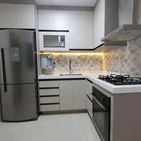 Kitchen designs ideas Kitchen 2x2, Cabinets With White Countertops, Small Kitchen Set, Small Kitchen Plans, Kitchen Designs Ideas, Countertops Ideas, Model Dapur, Simple Kitchen Design, Small Kitchen Layouts