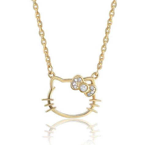 Hello Kitty Sanrio Womens Lab Created Diamond Bow Necklace 18" - 18kt Gold-Plated Sterling Silver Necklace Official License Check more at https://animetee.com/product/hello-kitty-sanrio-womens-lab-created-diamond-bow-necklace-18-18kt-gold-plated-sterling-silver-necklace-official-license/ Gold Hello Kitty Necklace, Bday List, Hello Kitty Sanrio, Diamond Bows, Bow Necklace, Cat Necklace, Pretty Jewellery, Lab Created Diamonds, Sterling Silver Necklace