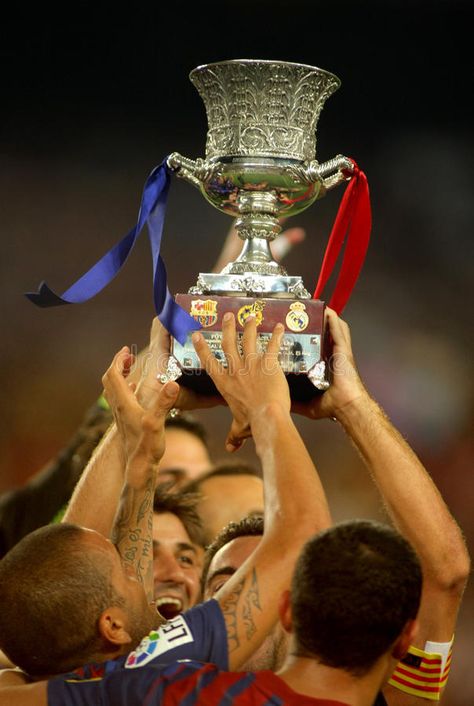 FC Barcelona players hold up Supercup trophy. After the Spanish Supercup footbal , #sponsored, #Supercup, #trophy, #Spanish, #hold, #FC #ad Cup Photoshoot, Football Players Holding Trophy, Serie A Trophy, Messi With His Trophies, Uefa Super Cup Trophy, Exam Inspiration, Messi With Copa America Trophy, Trophy Art, Super Bowl Trophy