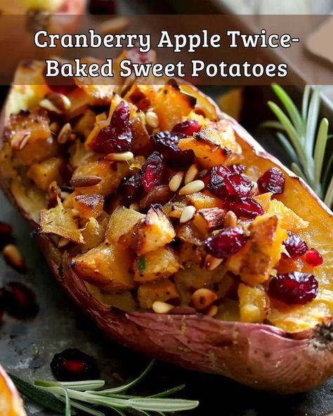 Fast Recipes | Cranberry Apple Twice-Baked Sweet Potatoes | Facebook Twice Baked Sweet Potato, Twice Baked Sweet Potatoes, Cranberry Apple, Fast Recipes, Iron Rich Foods, Twice Baked, Magic Recipe, Apple Cranberry, Baked Sweet Potato