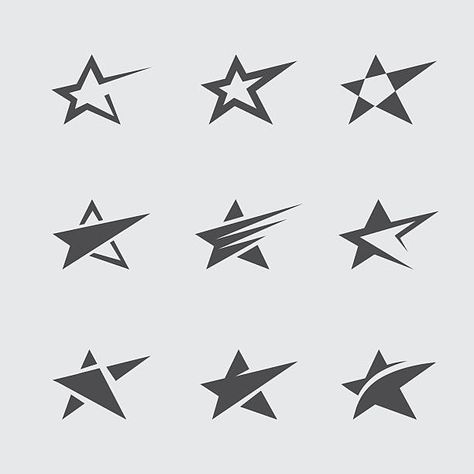 Logo Star, Star Icon, Star Logo Design, Star Tattoo Designs, Logo Shapes, Star Illustration, Logo Design Process, Star Logo, Icon Set Vector