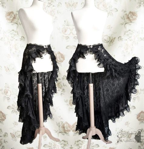 Lace overskirt Lace Overskirt, Casual Goth, Tulle Skirt Black, Gothic Clothes, Belly Dance Costume, Character Inspo, Black Tulle, Scalloped Trim, Clothing Ideas