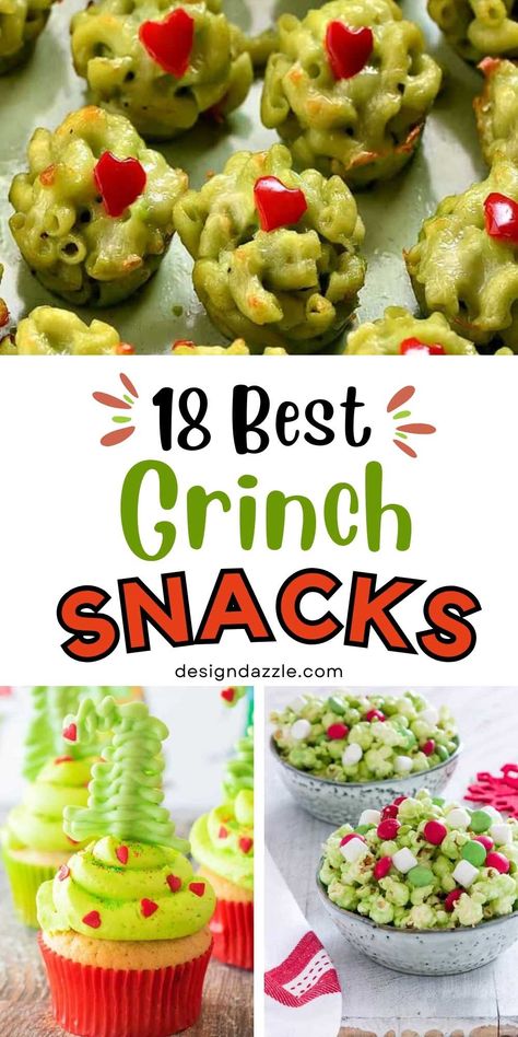 Grinch Snack Ideas, Grinch Dessert Ideas, Grinch Snacks, Green Food Party, Grinch Christmas Treats, Grinch Snack, Grinch Popcorn, Grinch Cake, Grinch Movie