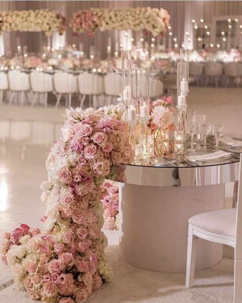 Blush Pink And Champagne Wedding Decor, Luxury Pink Elegant Wedding And Engagement, Powder Pink Wedding Decoration, Pink Wedding Venue Decorations, Light Pink Flower Wedding Decor, Powder Pink Wedding, Christian Wedding Ideas, Wedding Ideas Decoration, Pink Uplighting Wedding