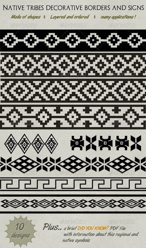 Native American Border Designs, Decorative Symbols, Native Symbols, Native American Pattern, Native American Patterns, Native American Symbols, American Symbols, Decorative Lines, Native American Design