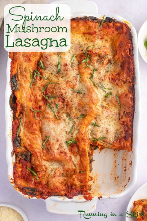 Spinach Mushroom Lasagna Vegetarian Lasagna Pinterest Pin Best Vegetarian Lasagna, Mushroom Lasagne, Mushroom Lasagna Recipe, Spinach Mushroom Lasagna, Vegetarian Freezer Meals, Mushroom Lasagna, Spinach Mushroom, Vegetarian Lasagna, Veggie Burgers