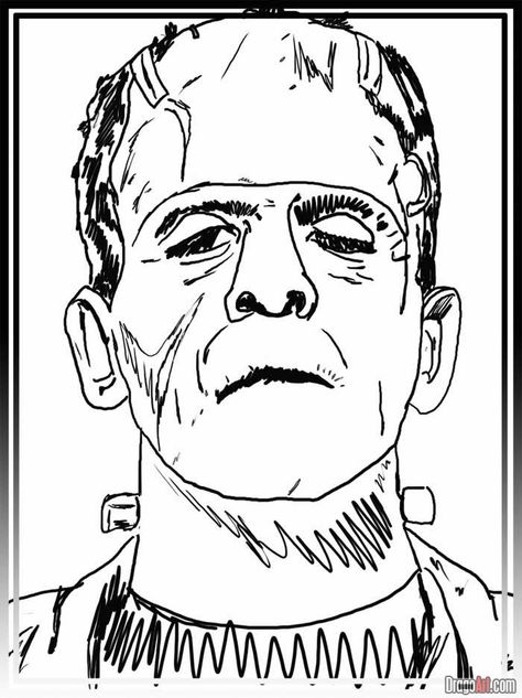 How to Draw Frankenstein, Step by Step, Frankenstein, Monsters ... Draw Frankenstein, Frankenstein Pictures, Frankenstein Art, Halloween Frankenstein, Scary Drawings, Horror Drawing, Halloween Characters, Monster Drawing, Drawing Examples