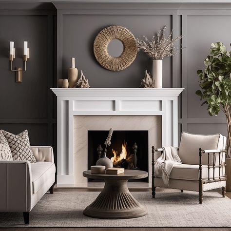 Mantels Ideas Fireplace, Board And Batten Fireplace, Fireplace Inspiration, Fireplace Feature Wall, Dining Room Accent Wall, Living Room Decor Fireplace, Classic Living Room, Fireplace Remodel, Fireplace Ideas