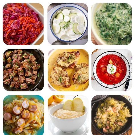 What To Serve With Perogies - 39 Delicious Side Dishes - Pantry & Larder Hunters Stew, Sweet And Sour Cabbage, Delicious Side Dishes, Canadian Cuisine, Apple Pork Chops, Popular Side Dishes, Cabbage And Bacon, Pear Salad, Homemade Applesauce