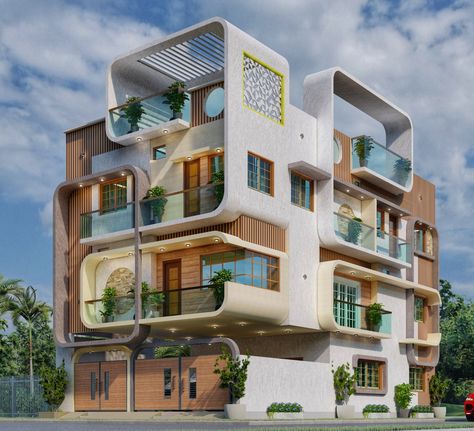 Elevation facade design of corner plot #architecture Indian House Exterior Design, Bungalow Floor Plans, Indian House Plans, House Outer Design, Best Modern House Design, Small House Design Exterior, Latest House Designs, Front Elevation Designs, Building House Plans Designs