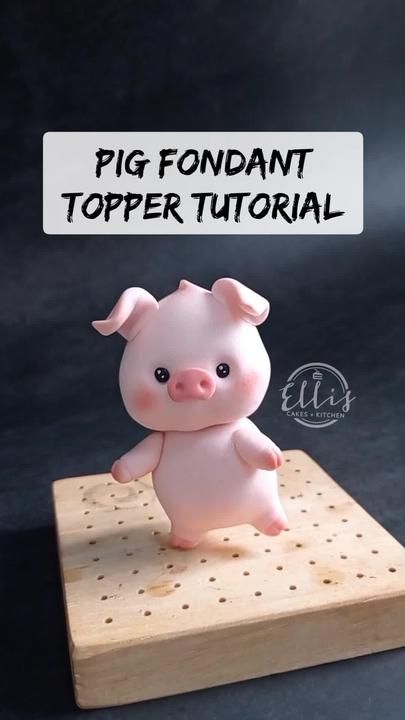 Cute Pig Cake, Pig Cake Topper, Fat Pig, Pig Cake, Cake Topper Tutorial, Cute Pig, Fondant Toppers, Sweet Snacks Recipes, Cute Pigs